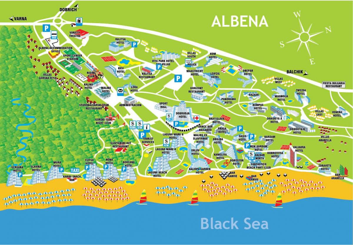 kartta albena, Bulgaria