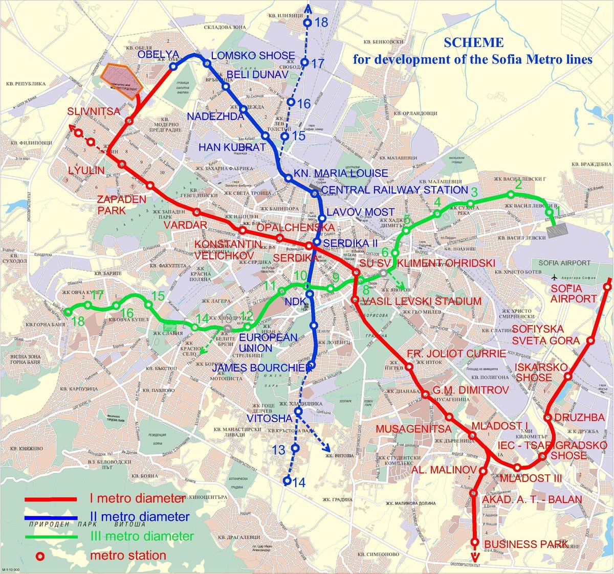 kartta Bulgarian metro
