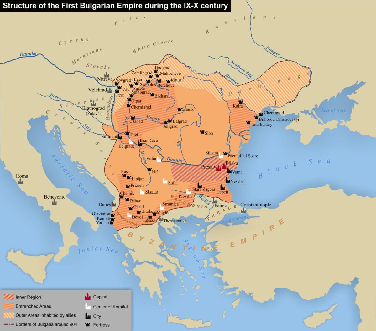 kartta Bulgarian valtakunta