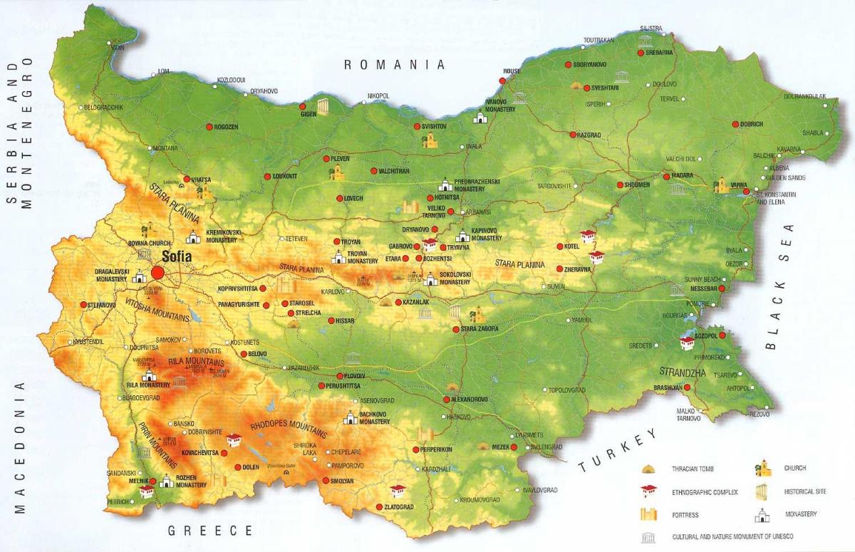 Bulgarian vuoret kartta