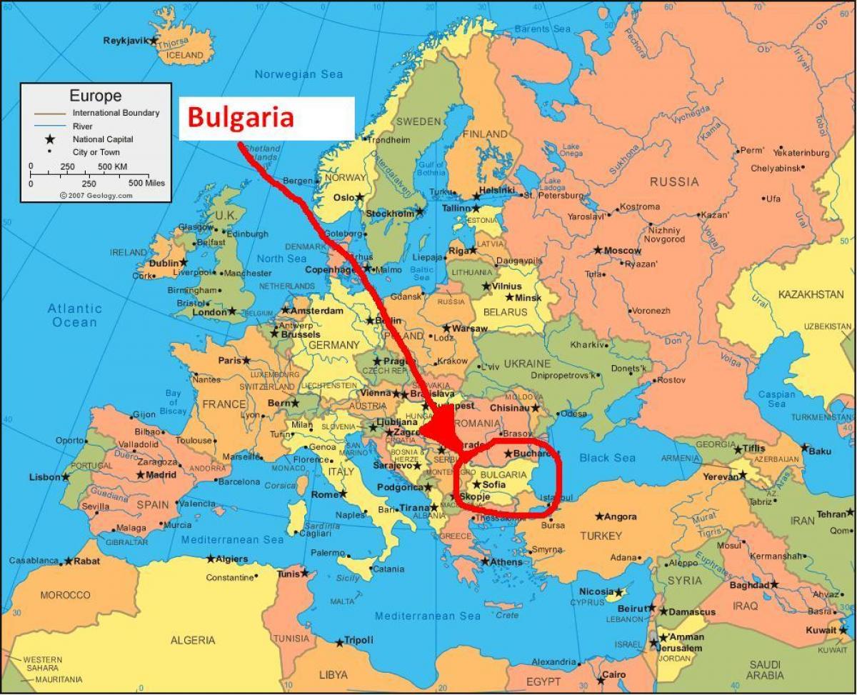 kartta Bulgarian ympäröivien maiden