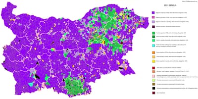 Kartta Bulgarian etnisten