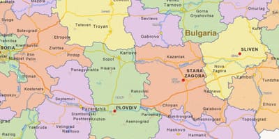 Kartta Bulgarian poliittinen