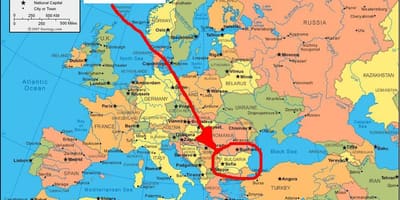 Kartta Bulgarian ympäröivien maiden